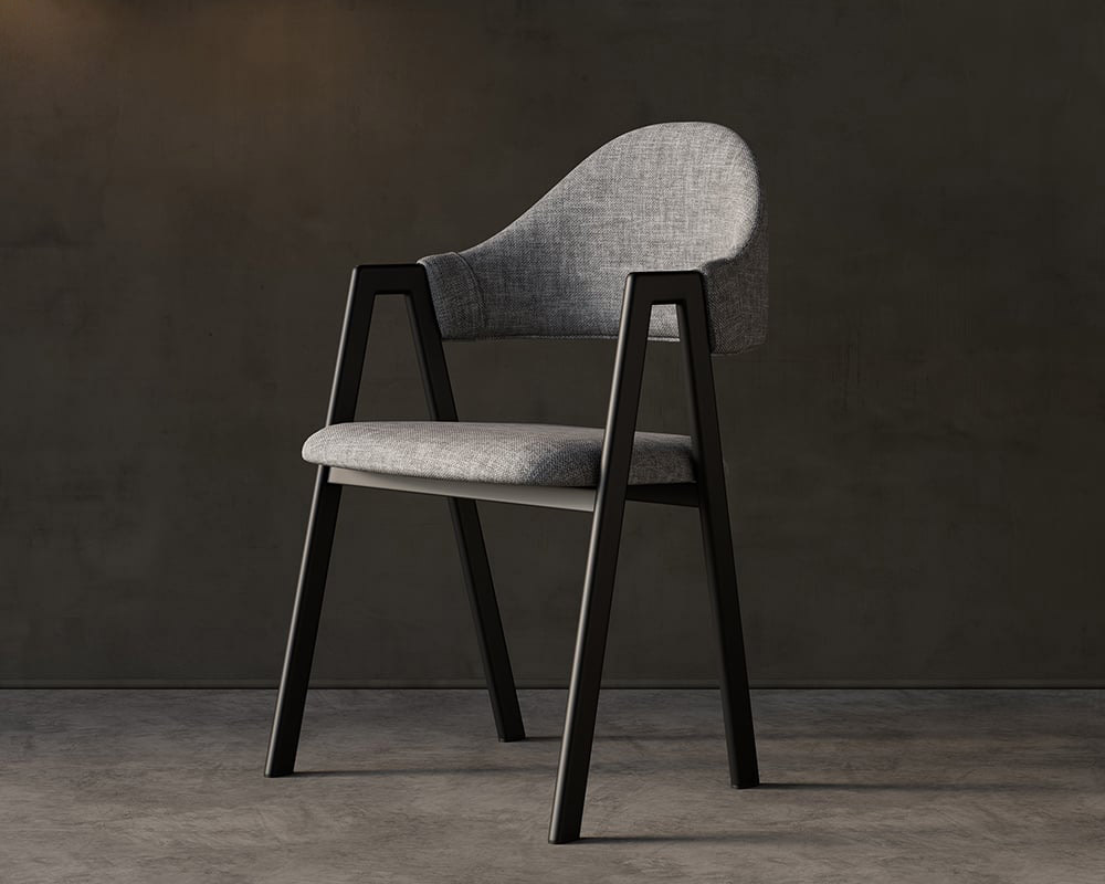 HMR Modern Dining Chairs with Linen Upholstery - Gray, 6-Pieces