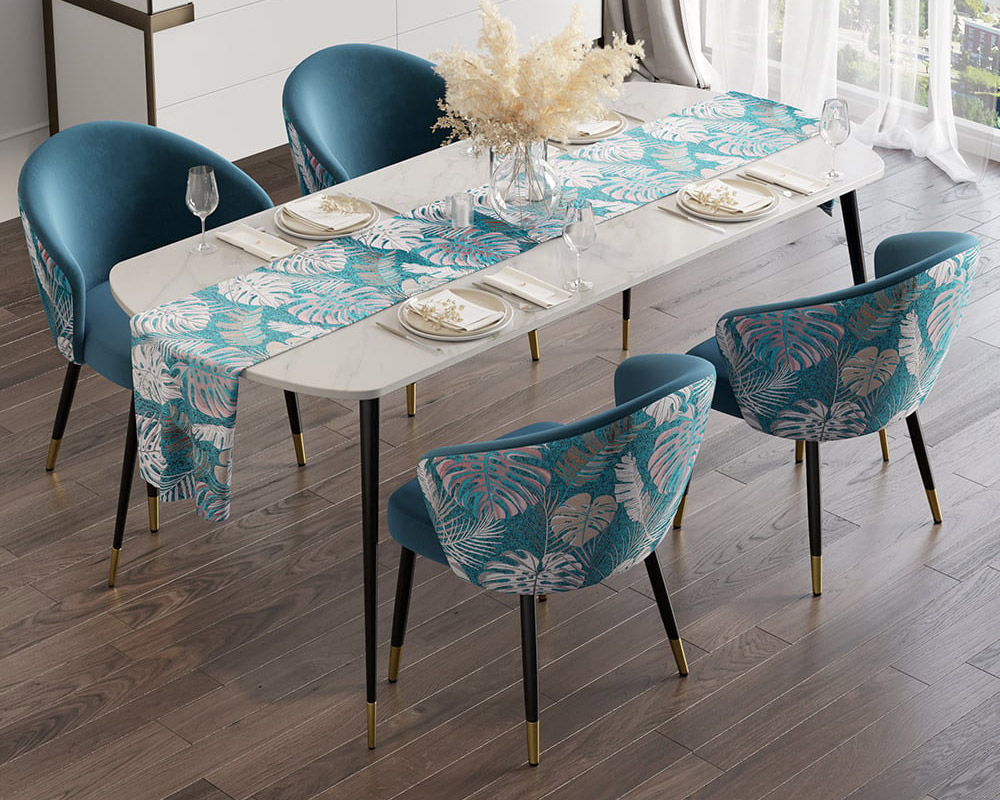 HMR Modern Dining Chairs with Velvet Upholstery - Blue, 1-Piece