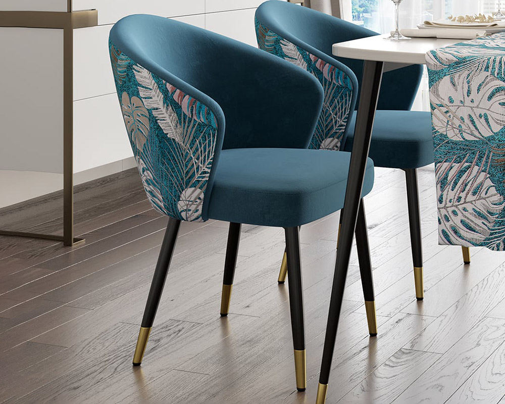 HMR Modern Dining Chairs with Velvet Upholstery - Blue, 1-Piece