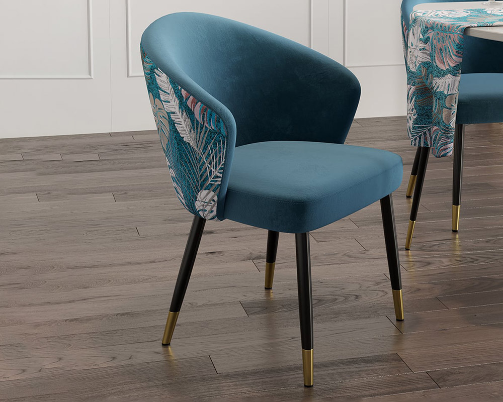 HMR Modern Dining Chairs with Velvet Upholstery - Blue, 1-Piece