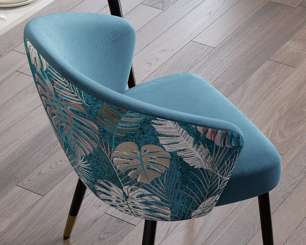 HMR Modern Dining Chairs with Velvet Upholstery - Blue, 1-Piece