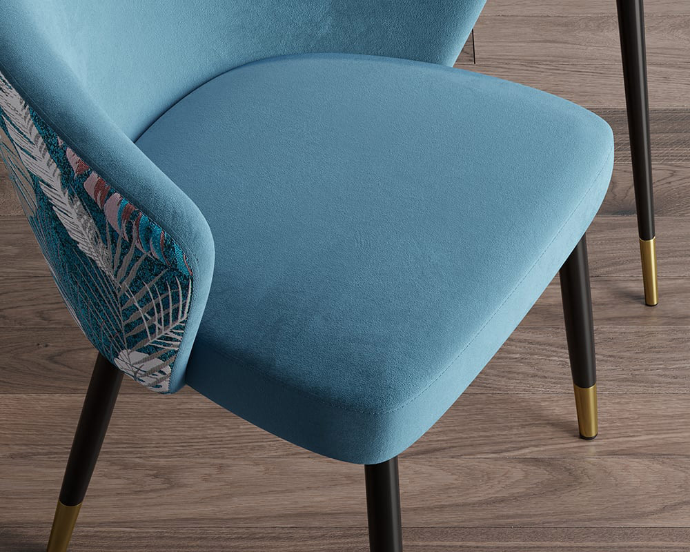 HMR Modern Dining Chairs with Velvet Upholstery - Blue, 1-Piece