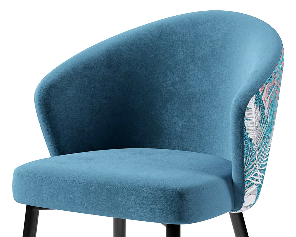 HMR Modern Dining Chairs with Velvet Upholstery - Blue, 1-Piece