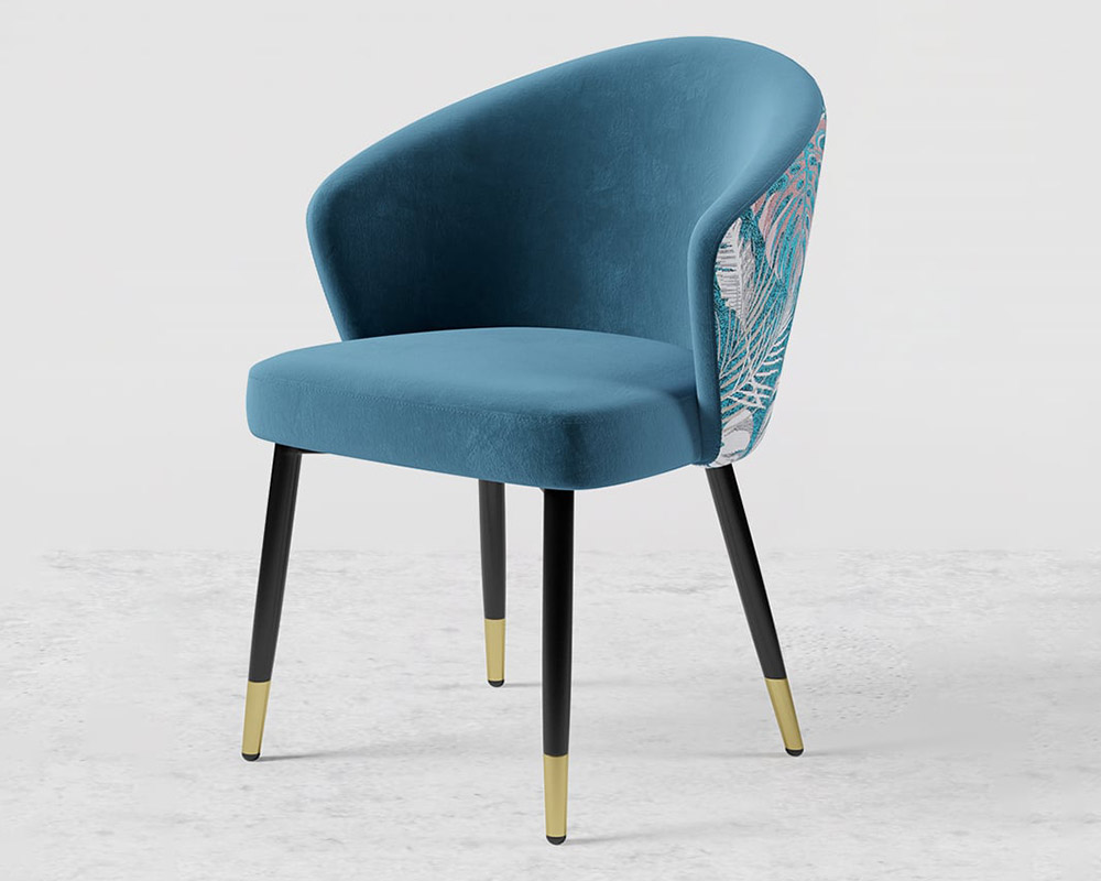 HMR Modern Dining Chairs with Velvet Upholstery - Blue, 1-Piece