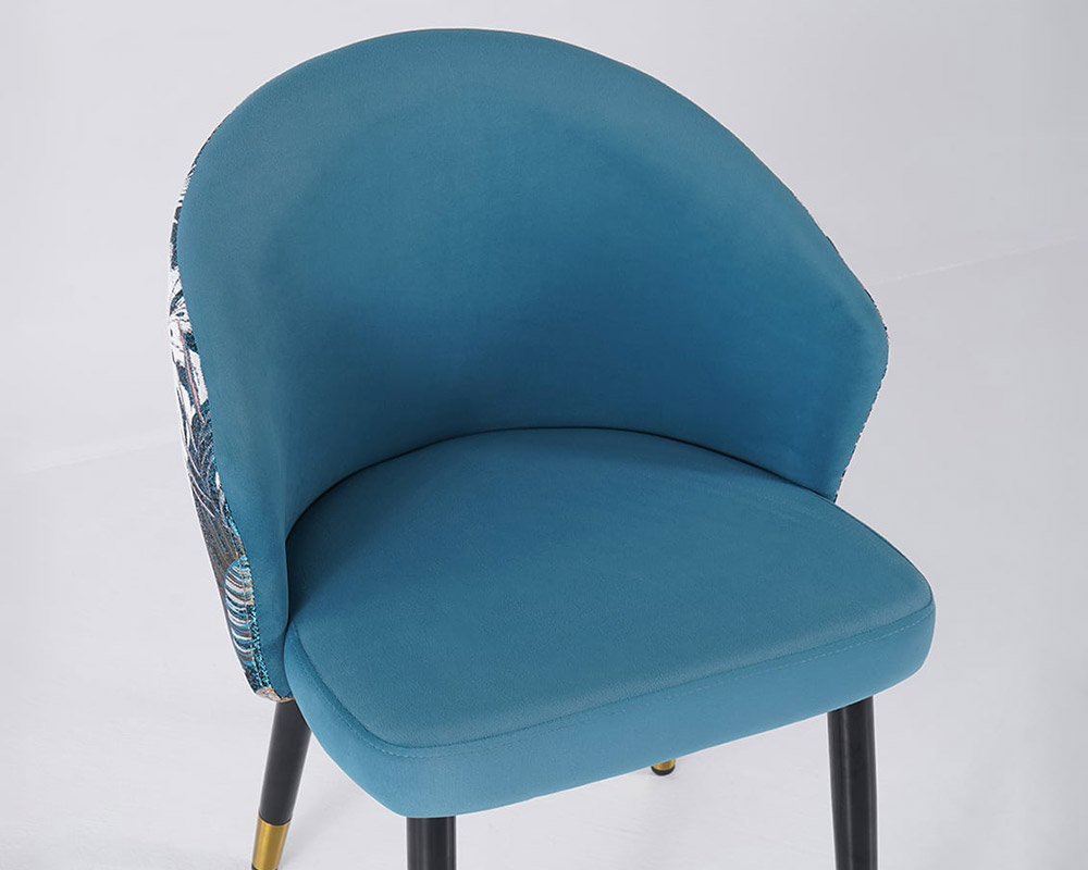HMR Modern Dining Chairs with Velvet Upholstery - Blue, 1-Piece