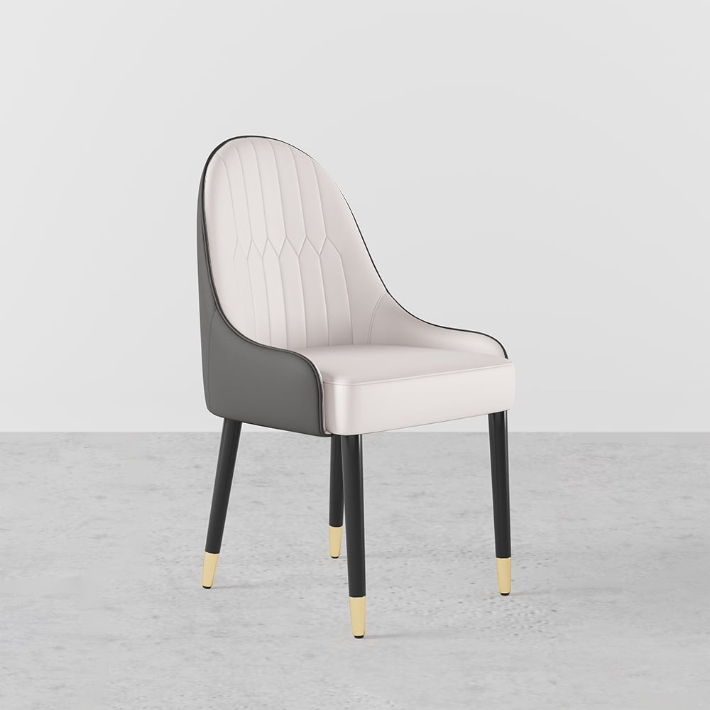 HMR Darg Series Modern PU Leather Upholstery Dining Chairs - White/Gray, Set of 4