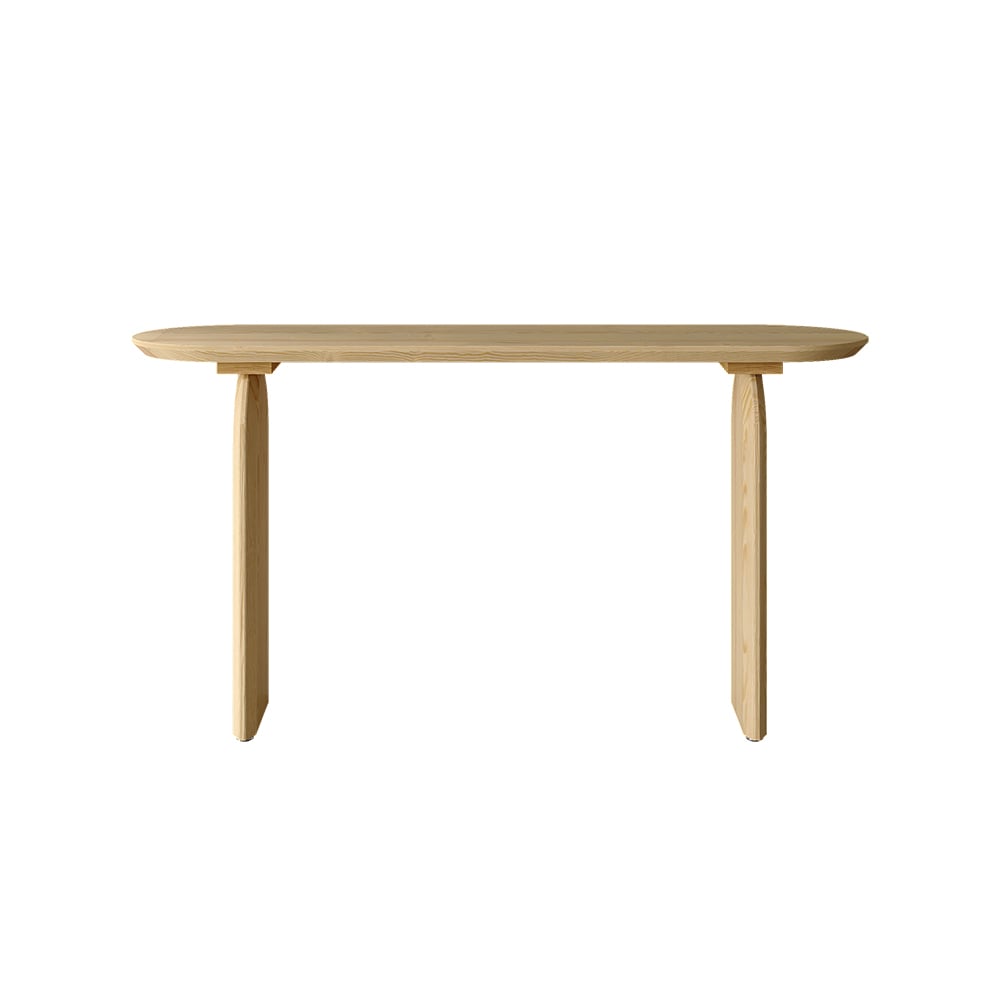 HMR - Tintica 59.1" Rustic Solid Wood Long Console Table Natural Entryway Table Pedestal Base