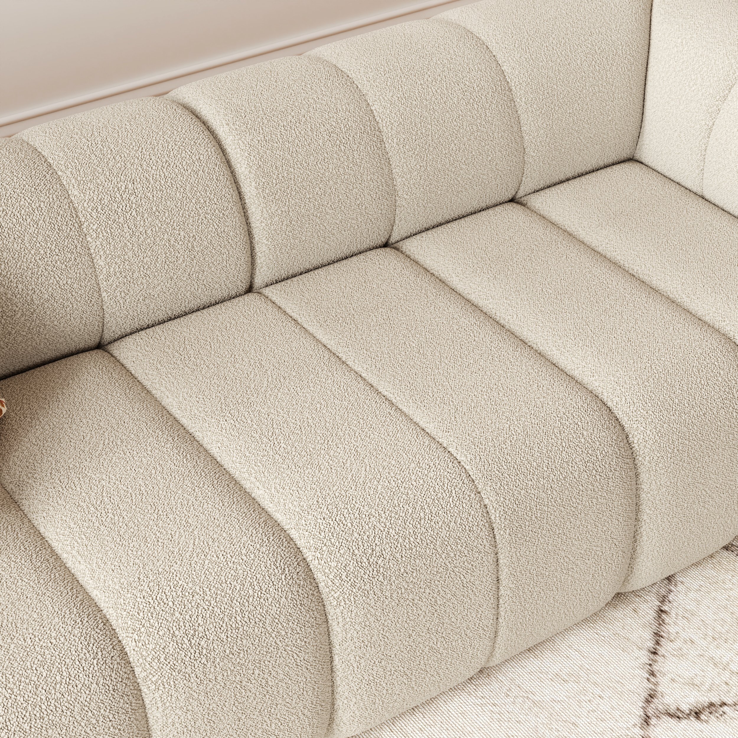HMR - 83" 2-Seater Channel Boucle Loveseats Sofa