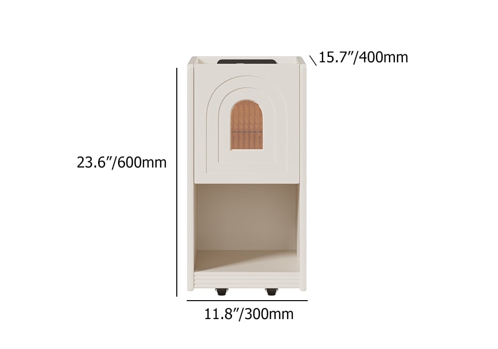 HMR Mid-Century Modern Narrow Smart Nightstand - White, Single