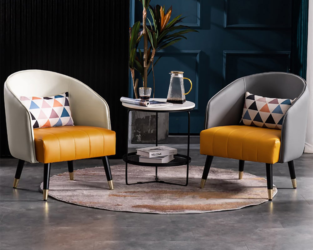 HMR Accent Chair with High Back (Set of 2) - Gray, Leather