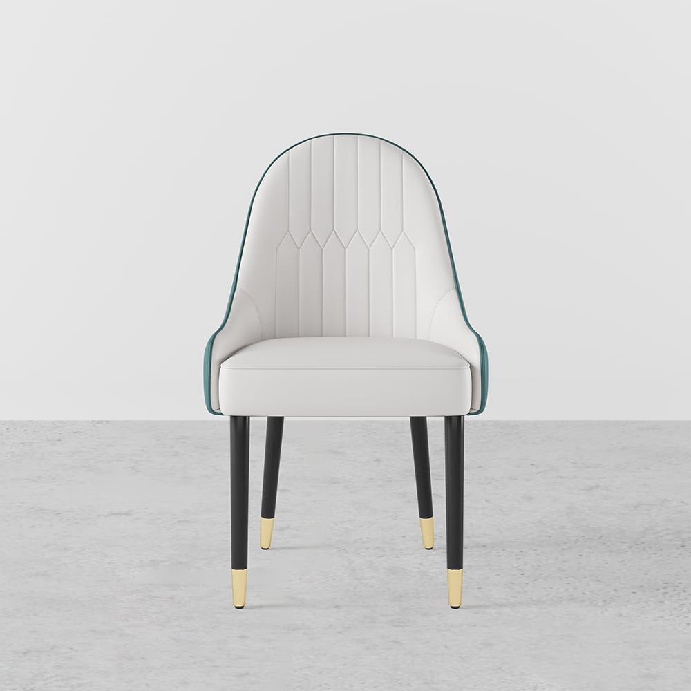 HMR Darg Series Modern PU Leather Upholstery Dining Chairs - White/Green, Set of 6