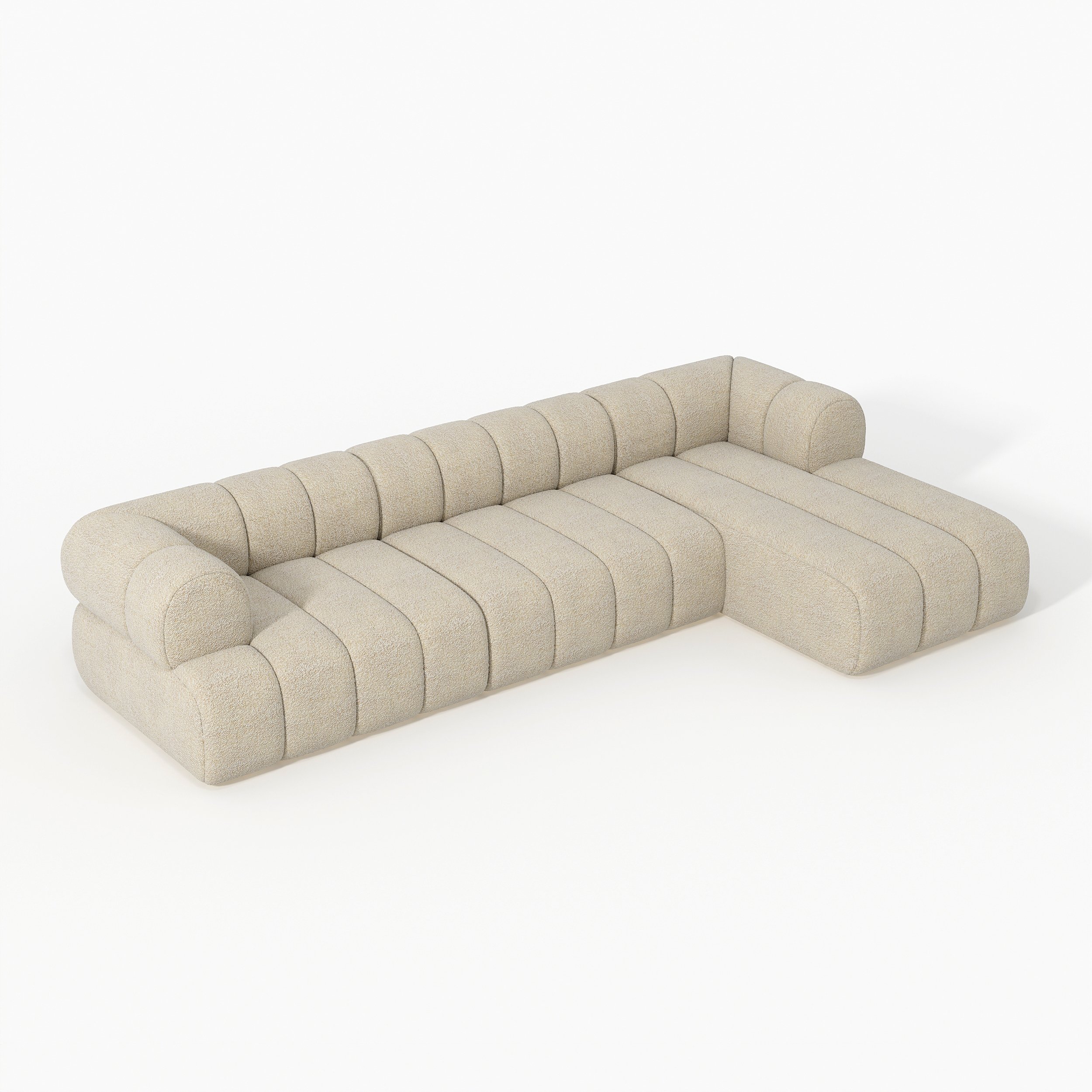 HMR 118" 3-Piece Sectional Sofa with Chaise - Beige