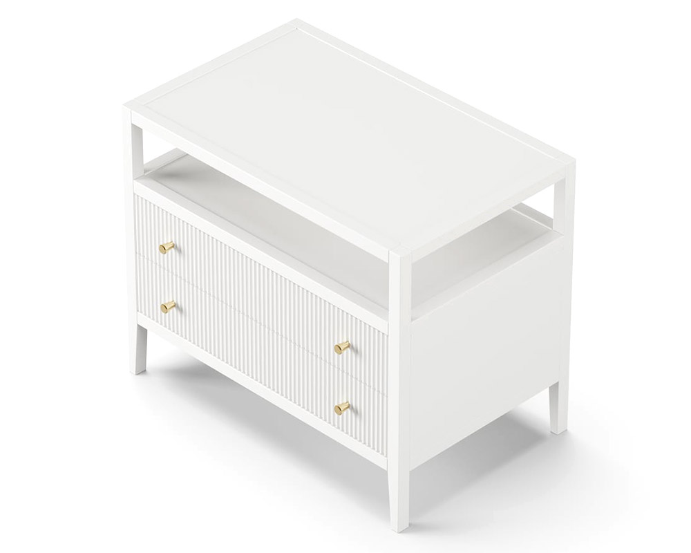HMR 30" Fluted 2-Drawer Wide Smart Nightstand - White, Set Of 2