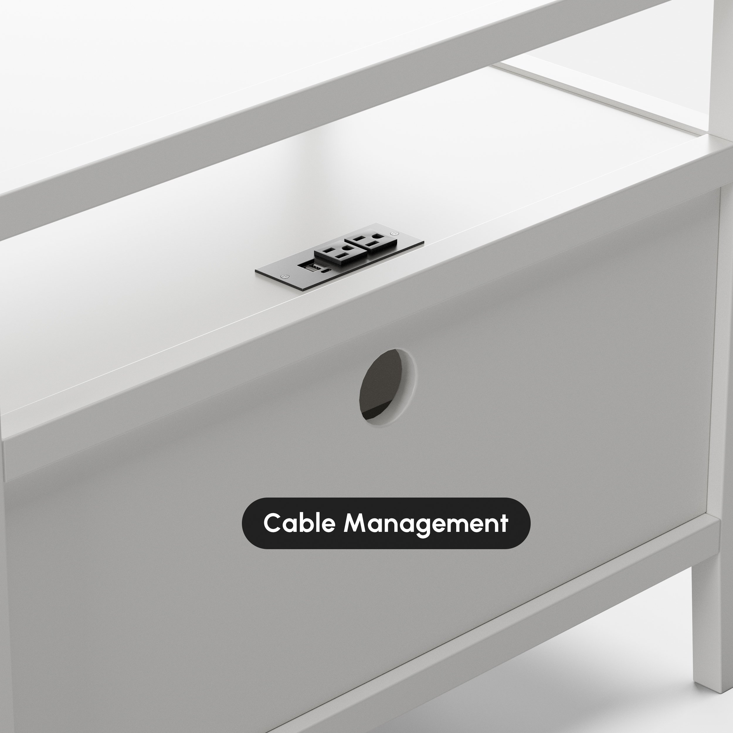 HMR 30" Fluted 2-Drawer Wide Smart Nightstand - White, Set Of 2