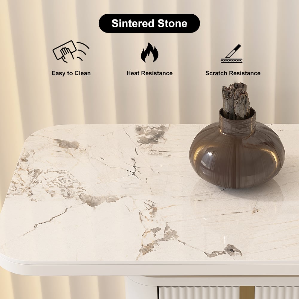 HMR - Artus 48" Modern Sintered Stone Console Table with Storage Entryway Table