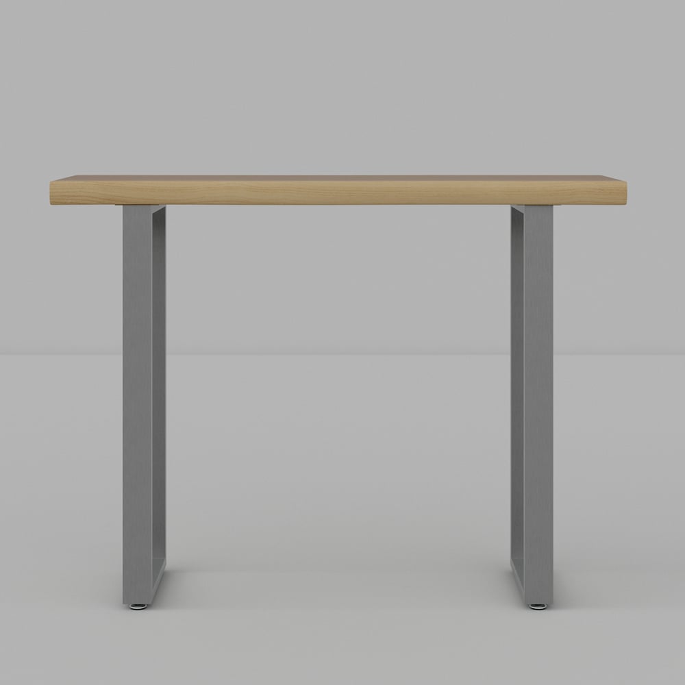HMR - 39" Modern Natural & Silver Live Edge Console Table Wooden Top & Stainless Steel Base