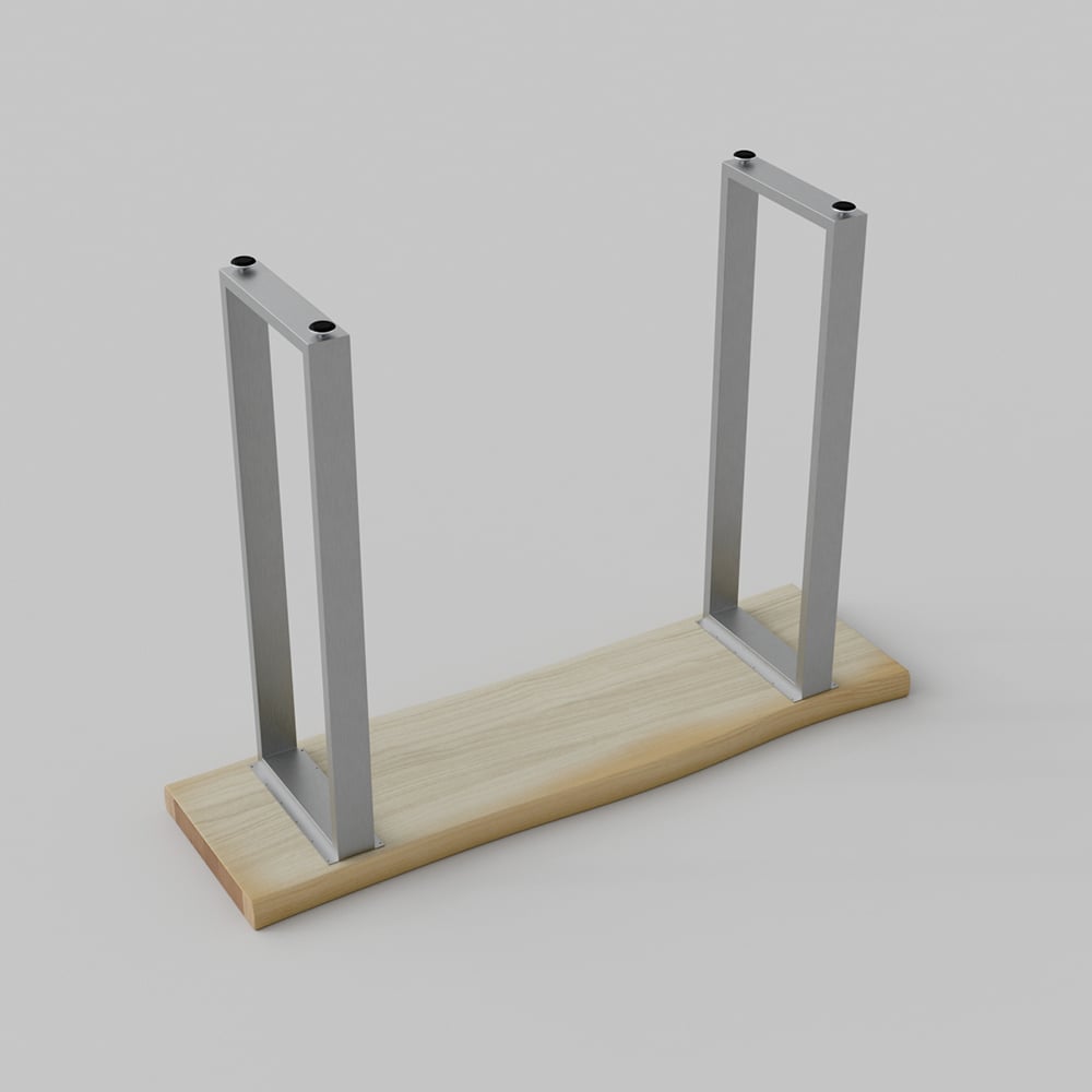 HMR - 39" Modern Natural & Silver Live Edge Console Table Wooden Top & Stainless Steel Base