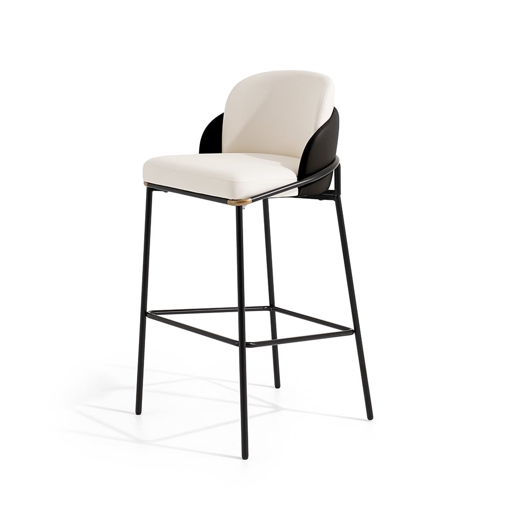 HMR Linenic Series Modern PU Leather Bar Stools - Black, 20.9"L x 20.9"W x 41.3"H, 1-Piece