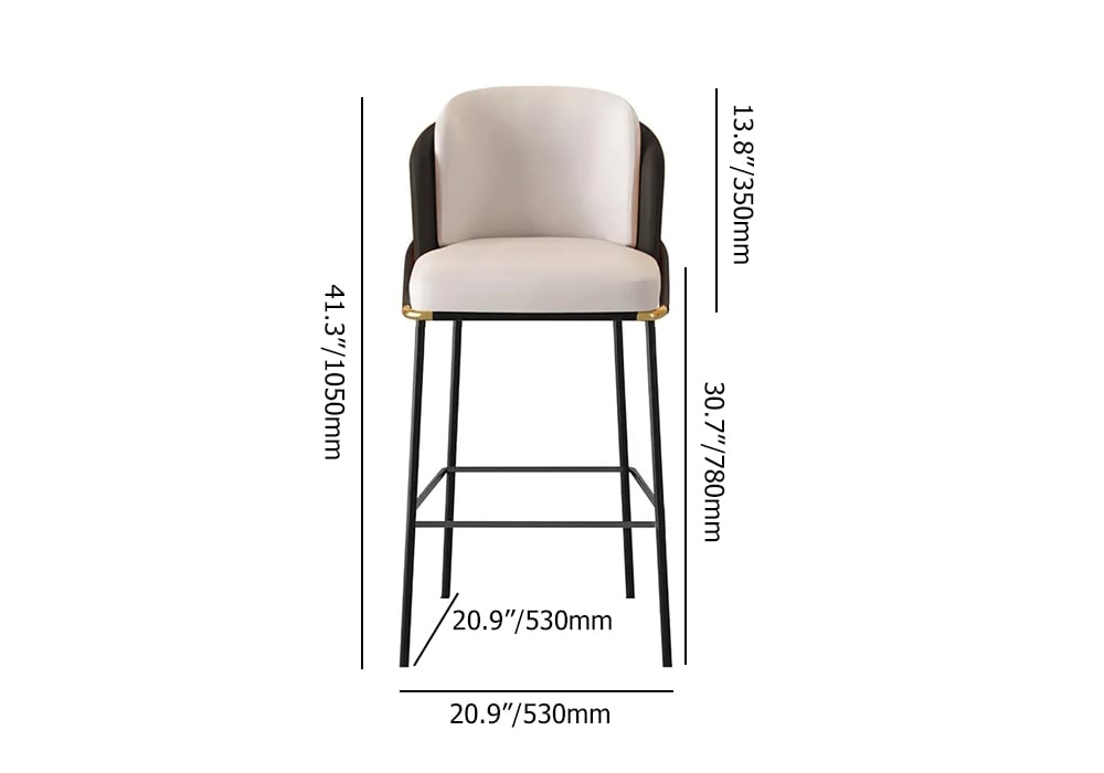 HMR Linenic Series Modern PU Leather Bar Stools - Black, 20.9"L x 20.9"W x 41.3"H, 1-Piece