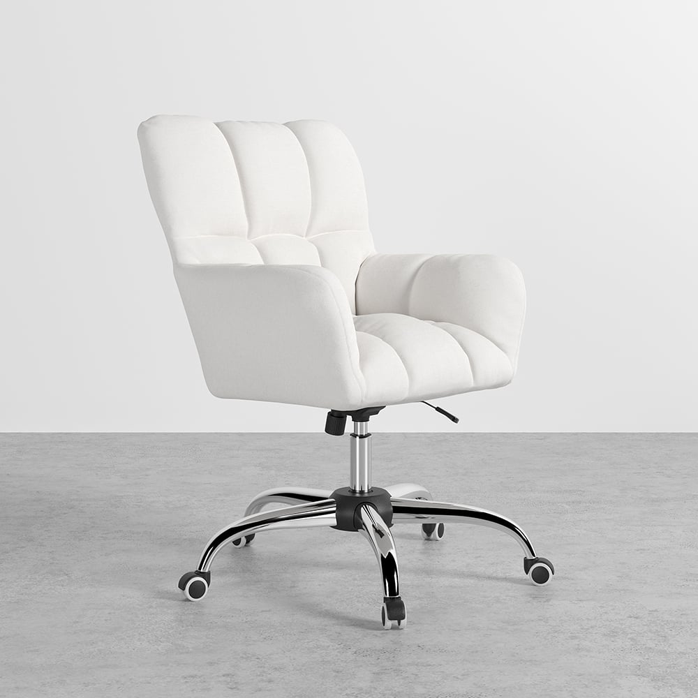 HMR 94.5" Two Person Double Desk & 2 Office Chairs Set Cotton & Linen Swivel Task - Black