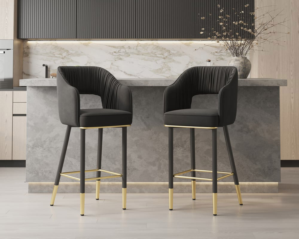 HMR - Modern 43" Bar Stools with Velvet Upholstery