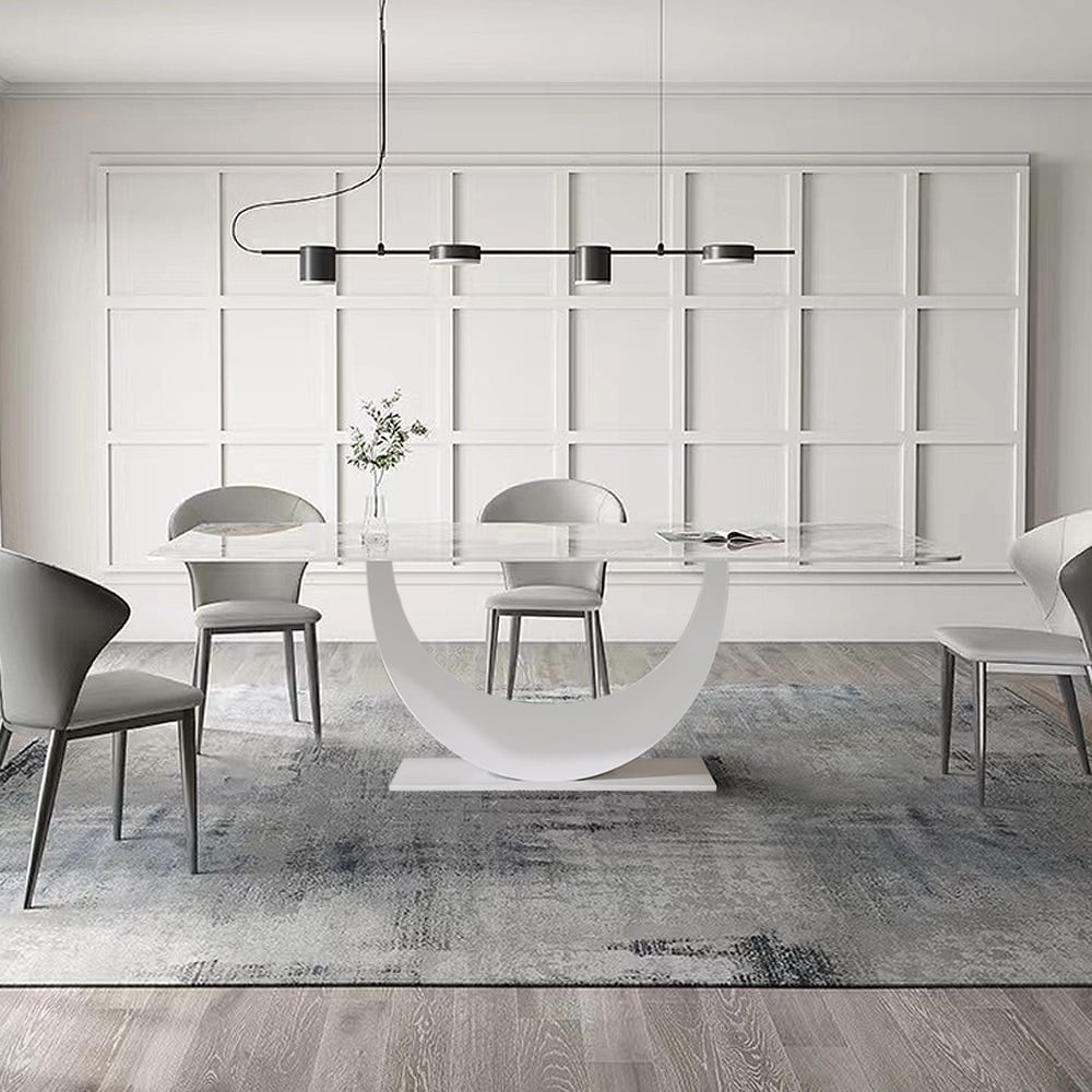 HMR - 70.9" Modern Style Rectangle Sintered Stone Dining Table Seats 6-8 People