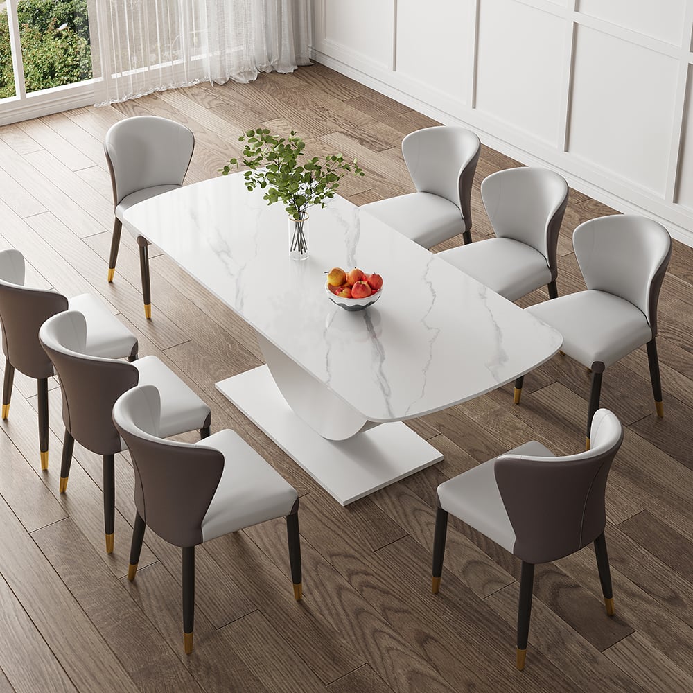 HMR - 70.9" Modern Style Rectangle Sintered Stone Dining Table Seats 6-8 People