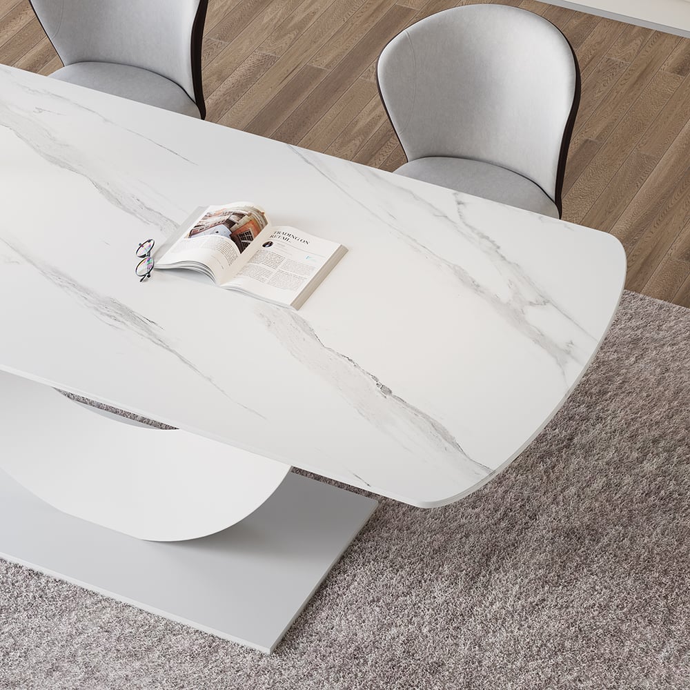 HMR - 70.9" Modern Style Rectangle Sintered Stone Dining Table Seats 6-8 People