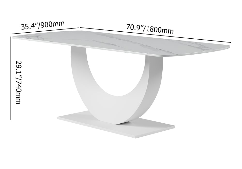 HMR - 70.9" Modern Style Rectangle Sintered Stone Dining Table Seats 6-8 People