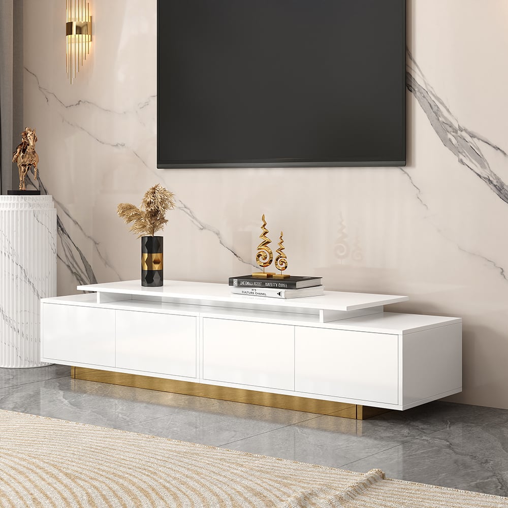 HMR Mordelle Extendable TV Stand with Storage (63"-95") - White