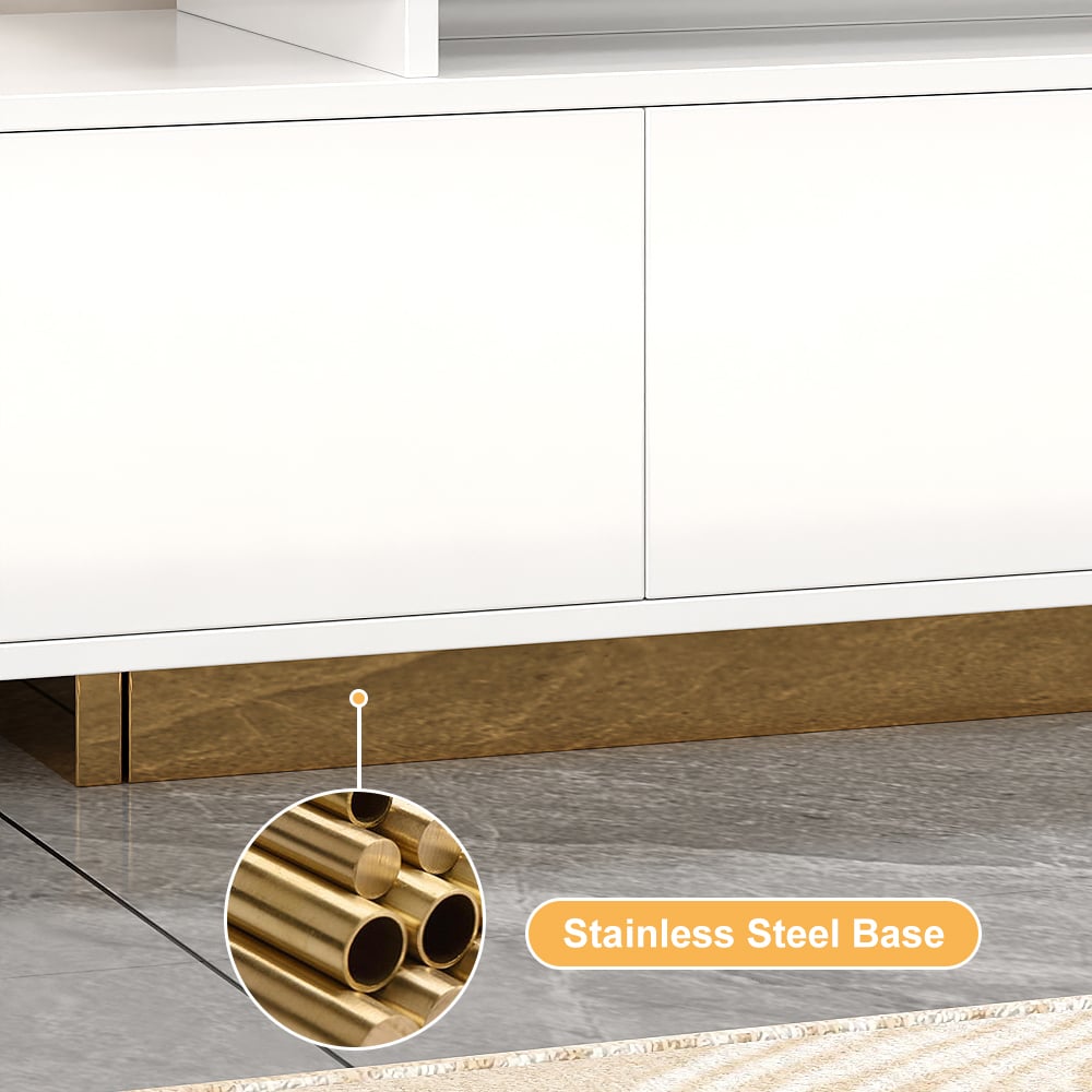 HMR Mordelle Extendable TV Stand with Storage (63"-95") - White