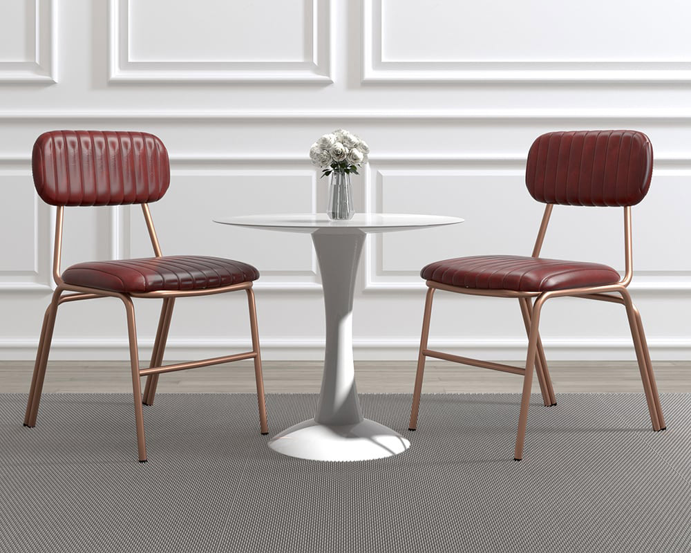 HMR Modern Dining Chairs with Faux Leather Upholstery (Set of 4) - Wine Red