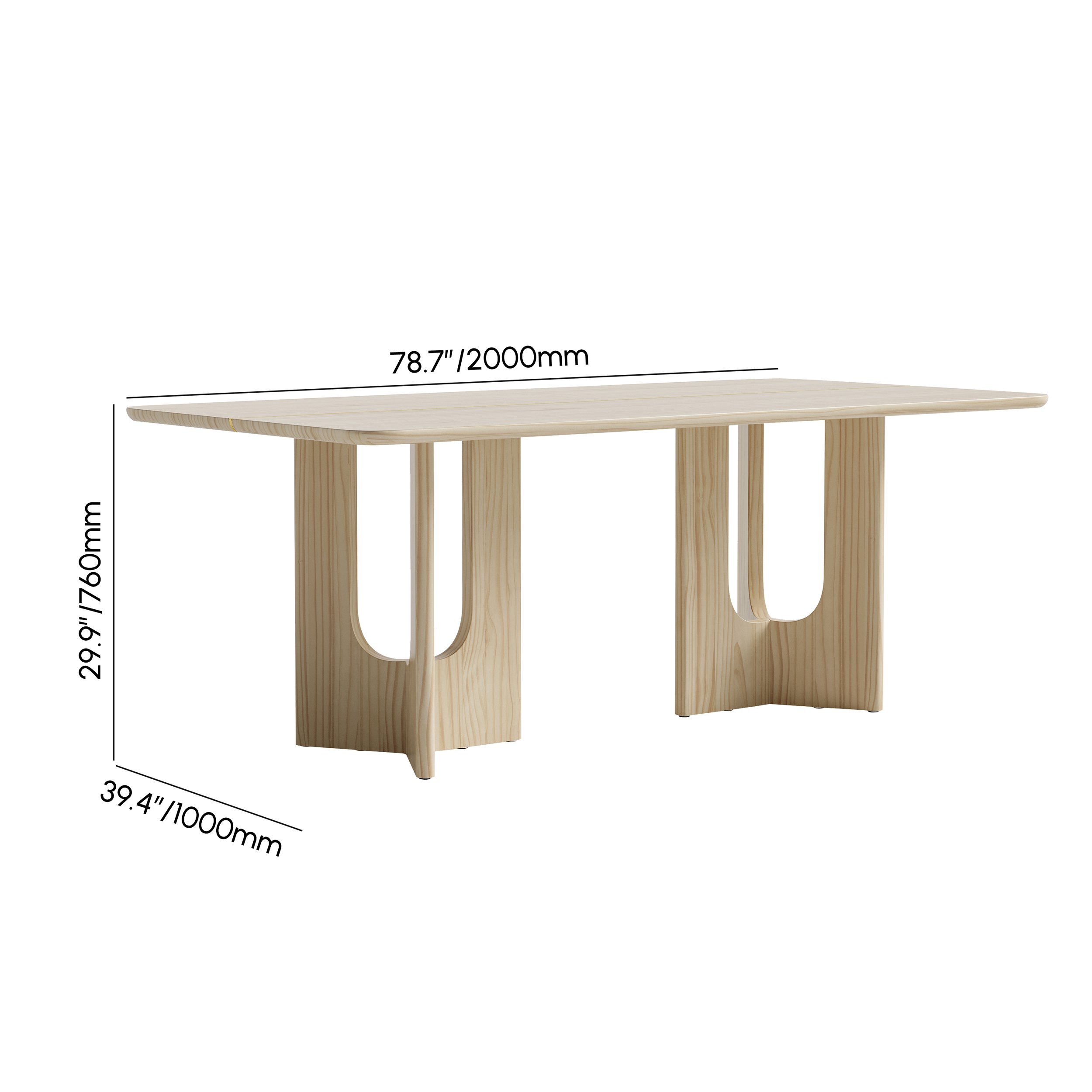 HMR - 78.7'' Farmhouse Rectangle Solid Wood Dining Table Seats 6-8 People