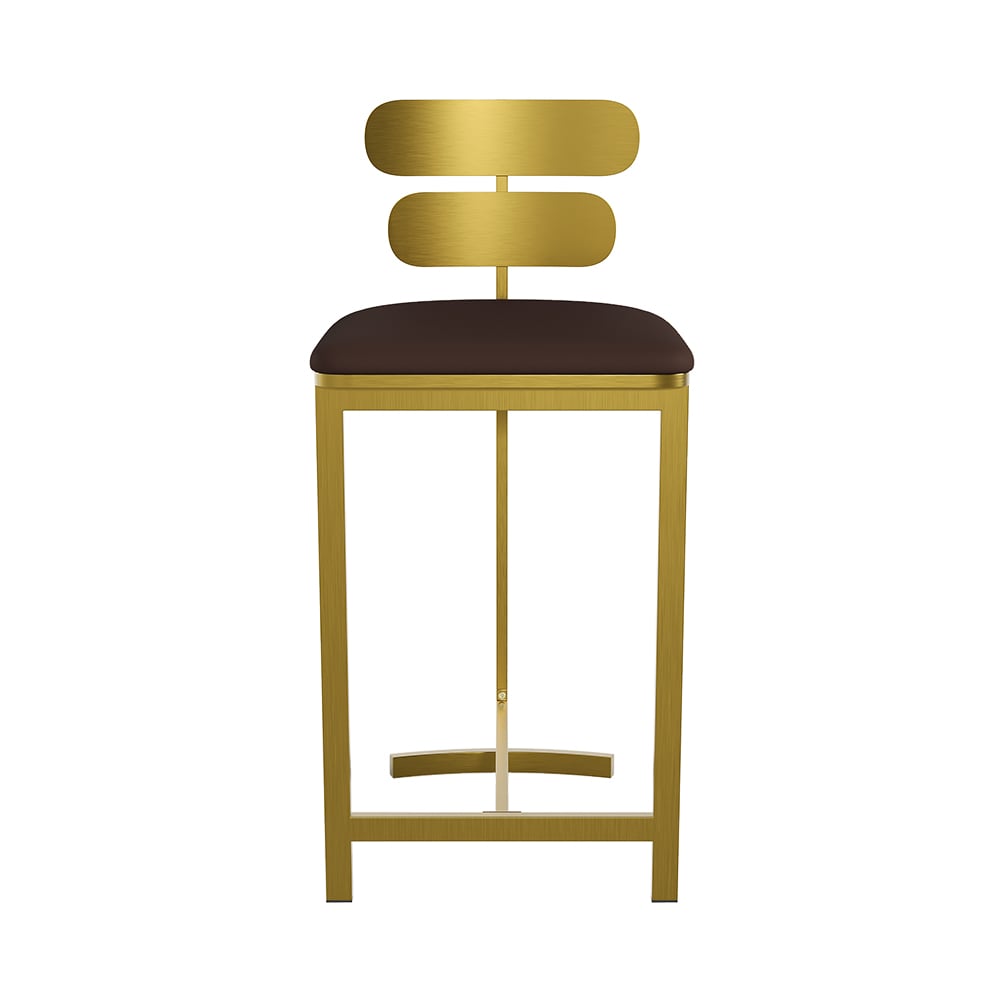 HMR Modern PU Leather Counter Stools with Upholstery - Brown, 6-Pieces