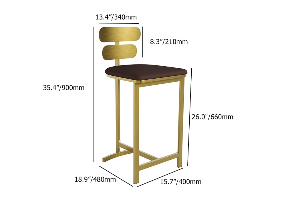 HMR Modern PU Leather Counter Stools with Upholstery - Brown, 6-Pieces
