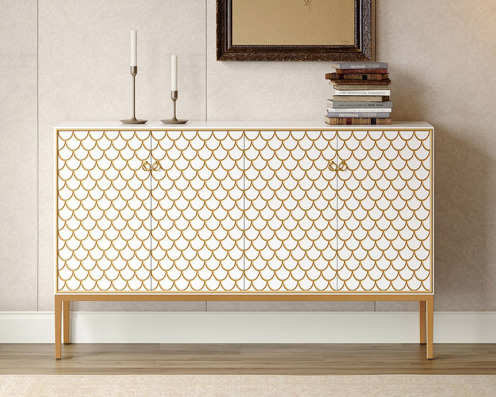 HMR - Modern 59" Sideboards Buffet with Doors & Shelves