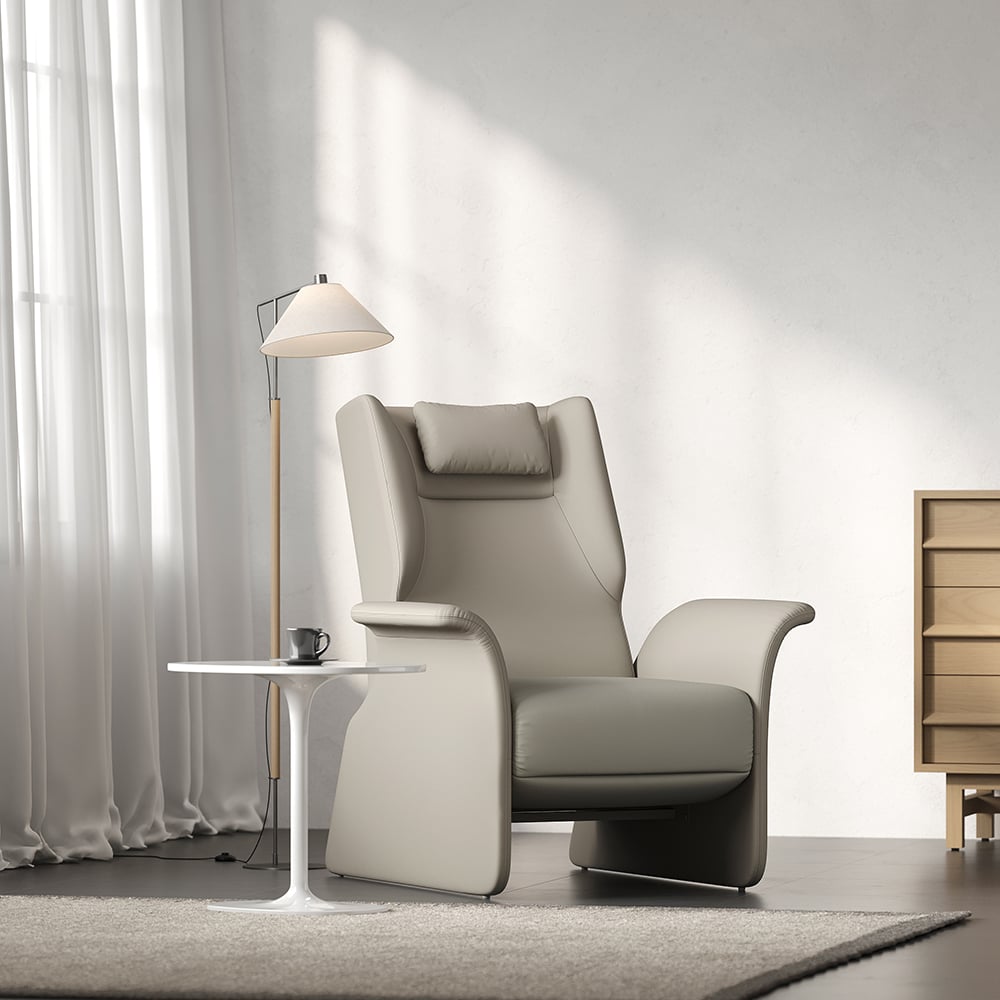 HMR - Modern Recliner Armchair with Adjustable Backrest Faux Leather Accent Chair Living Room