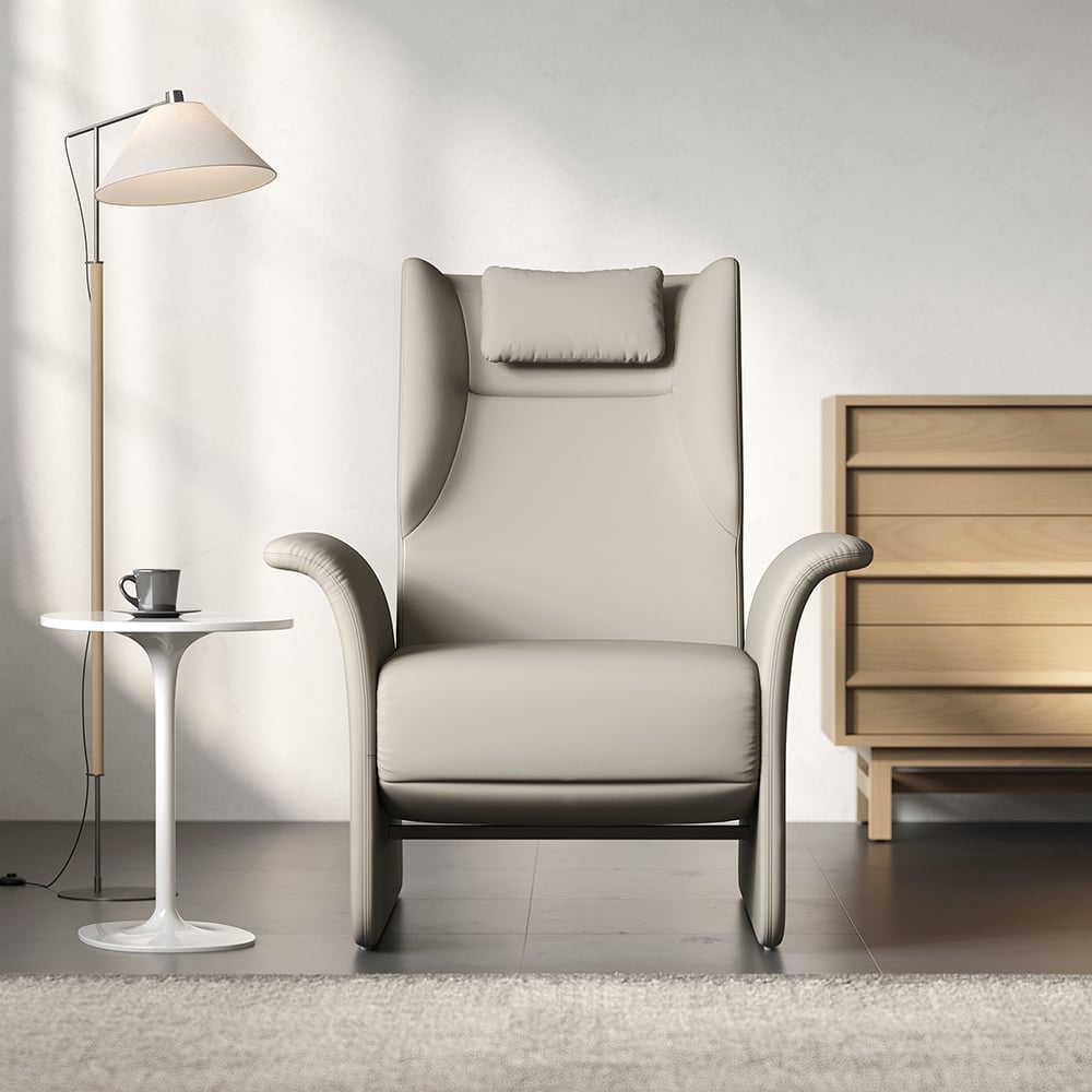 HMR - Modern Recliner Armchair with Adjustable Backrest Faux Leather Accent Chair Living Room