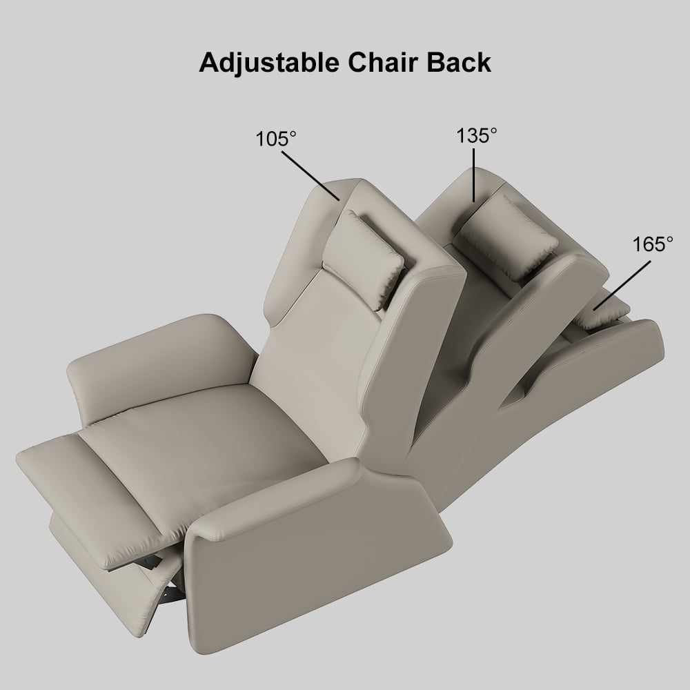 HMR - Modern Recliner Armchair with Adjustable Backrest Faux Leather Accent Chair Living Room