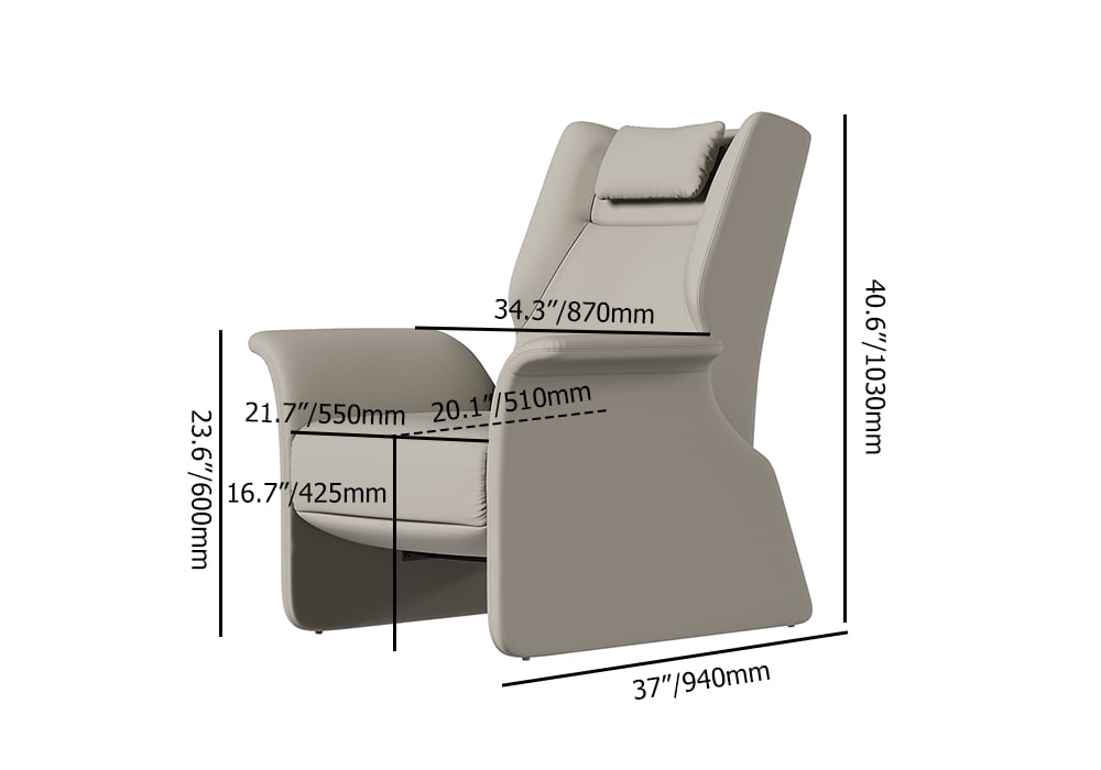 HMR - Modern Recliner Armchair with Adjustable Backrest Faux Leather Accent Chair Living Room