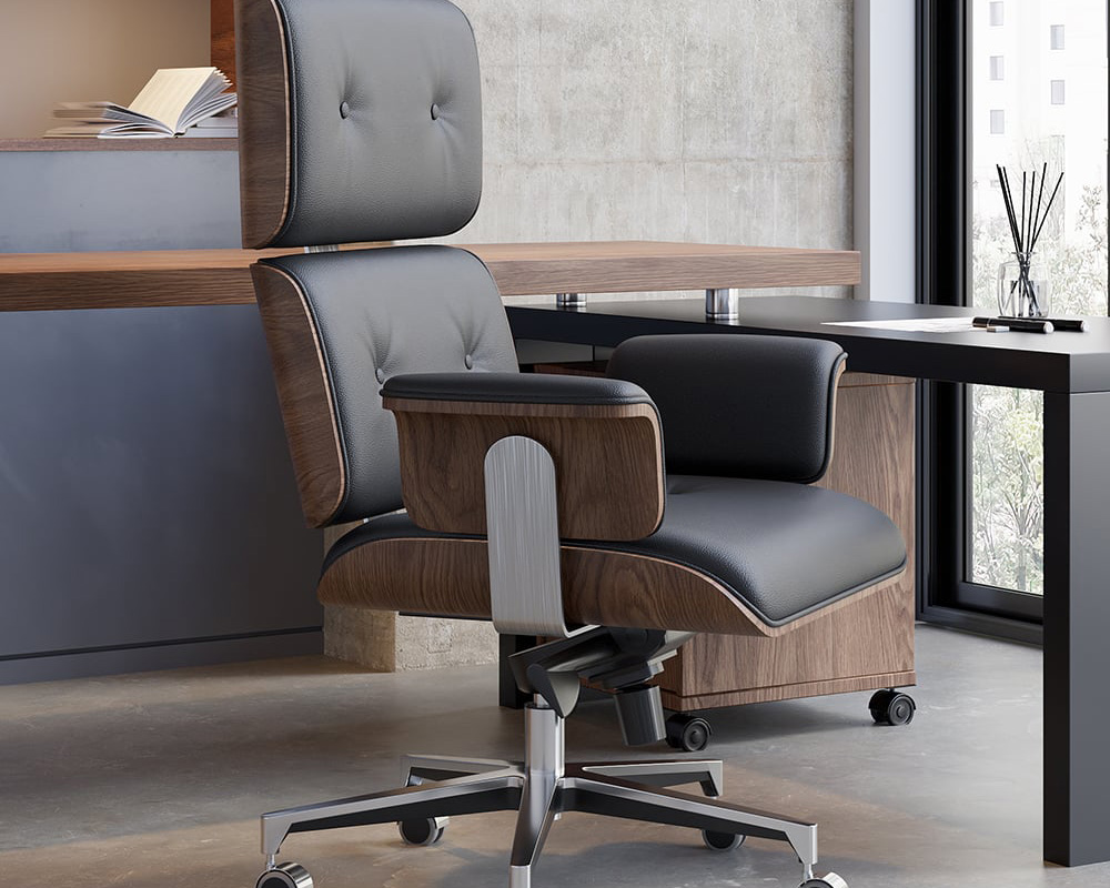 HMR Modern L-Shape Executive Desk & Office Chair Set - Black, 70.9"L x 70.9"W x 29.5"H, Left Hand