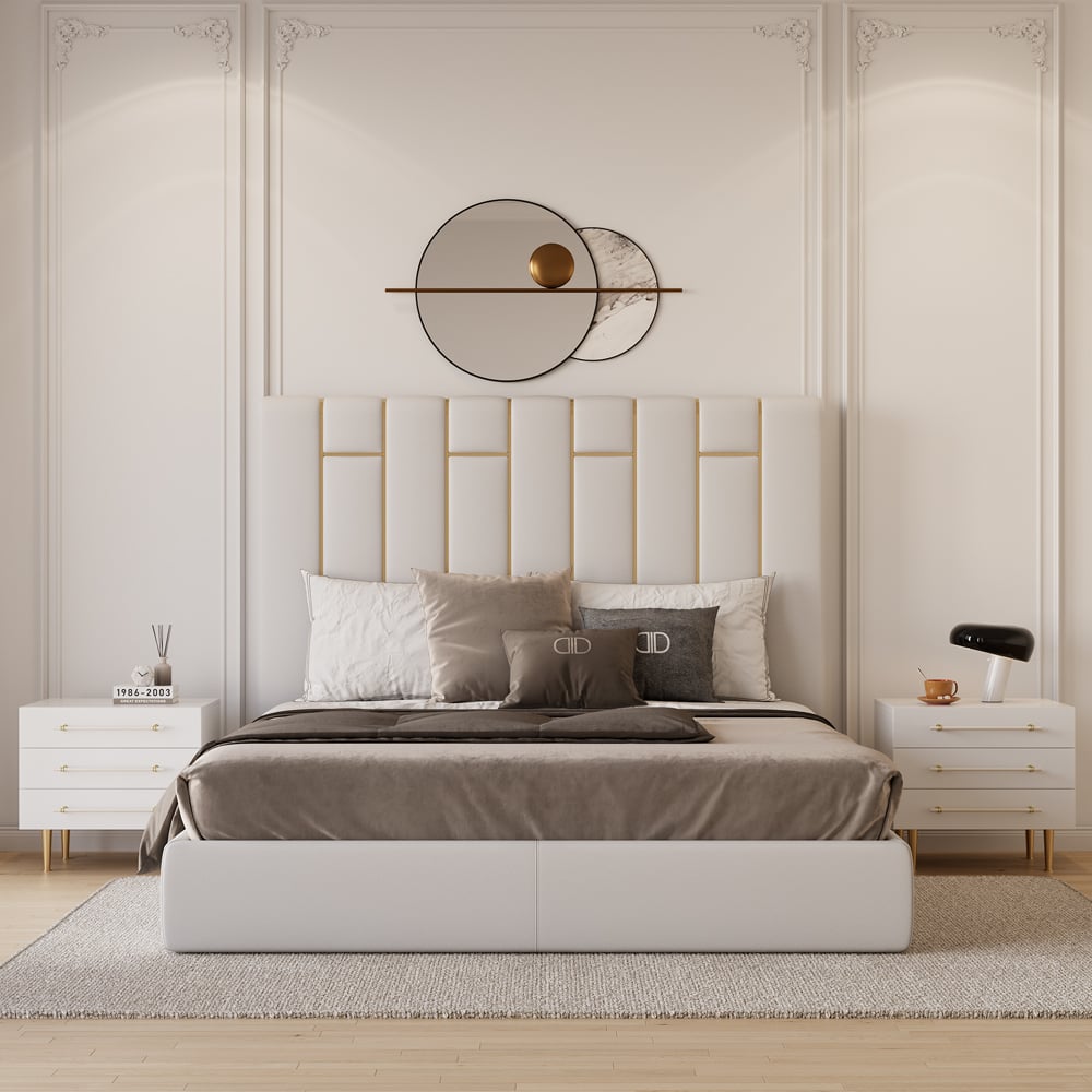 HMR - Modern White 3 Drawer Nightstand Bedside Table with Storage