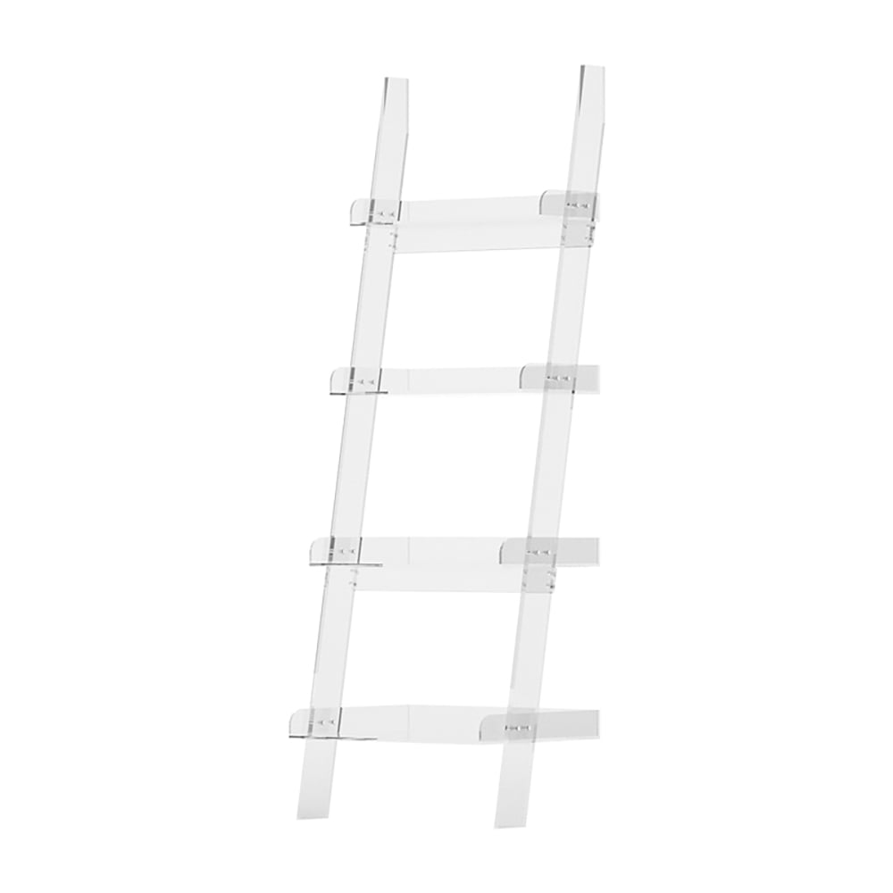 HMR - 4-Shelf Ladder Bookshelf Modern Bookshelf Acrylic Clear Ladder Bookcase
