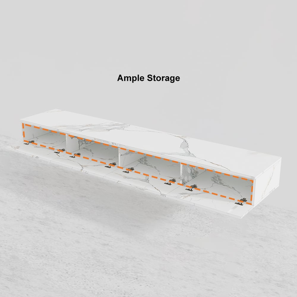 HMR - Floating TV Stand Marble Veneer Wall-Mount Media Console with Storage for TVs up to 85"