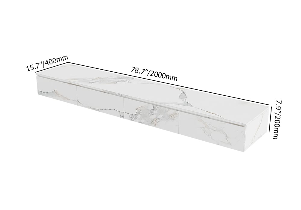 HMR - Floating TV Stand Marble Veneer Wall-Mount Media Console with Storage for TVs up to 85"