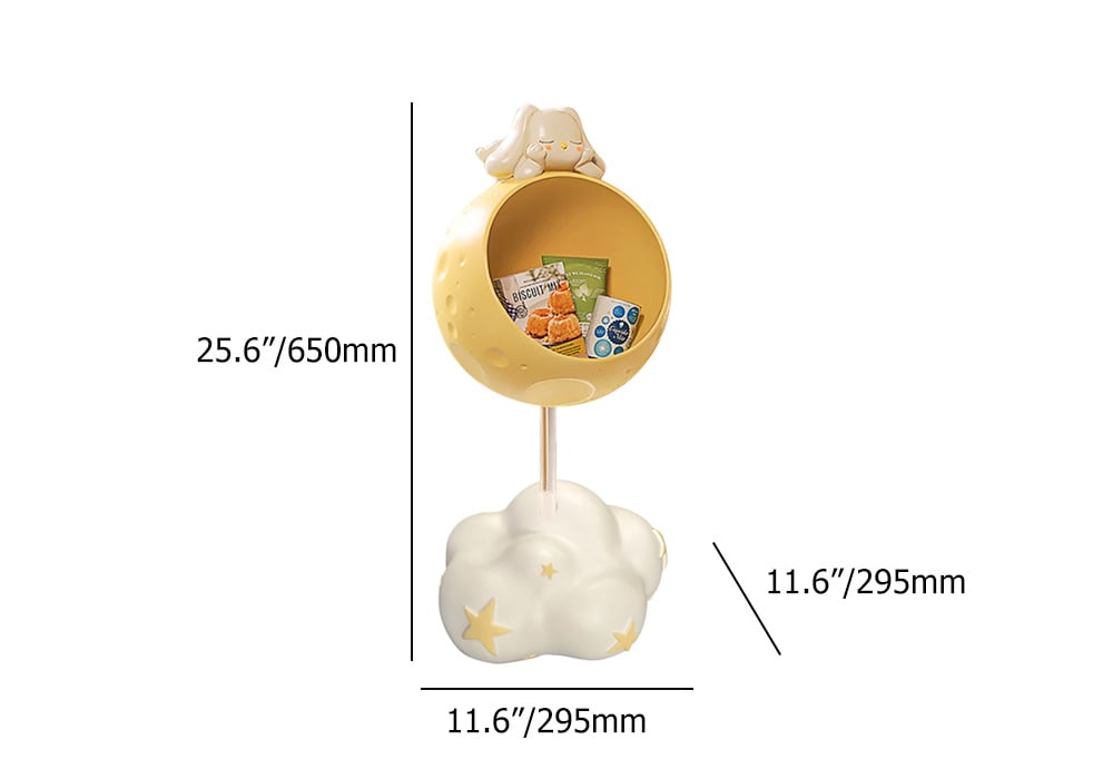 HMR - Cute Flying Rabbit Side Table with Open Storage Floor Resin Bunny End Table