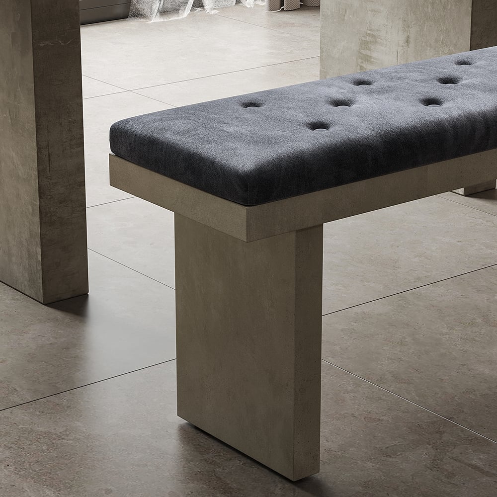 HMR - Upoak Series 59" Farmhouse Modern Dining Bench with Velvet Upholstery Gray