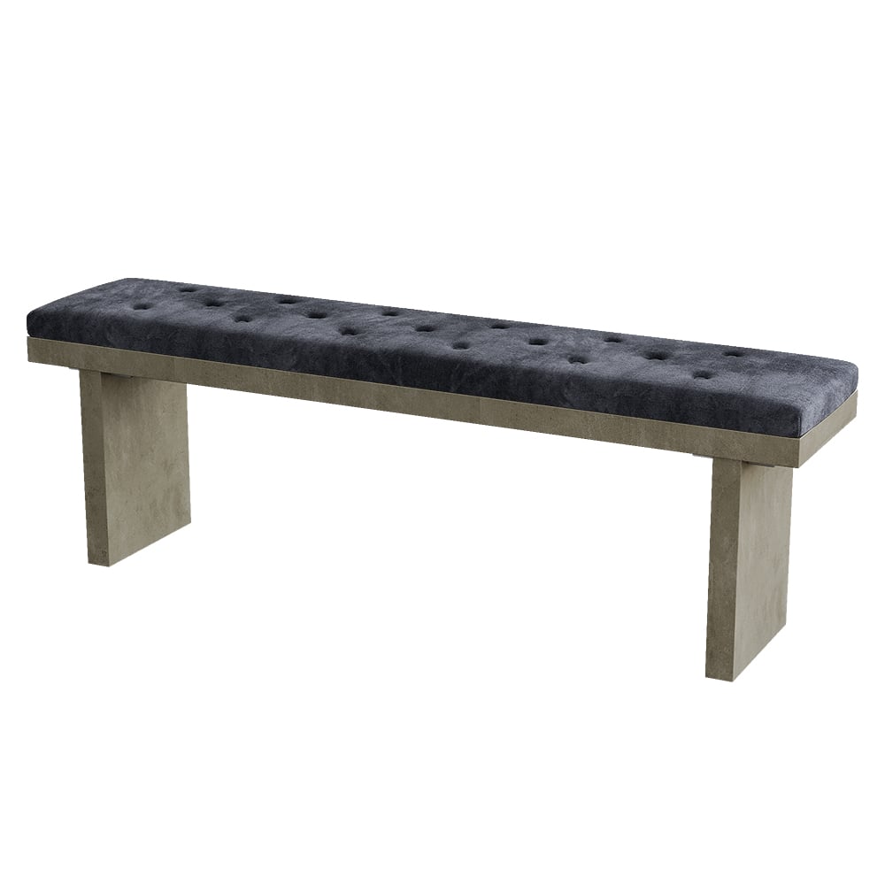 HMR - Upoak Series 59" Farmhouse Modern Dining Bench with Velvet Upholstery Gray