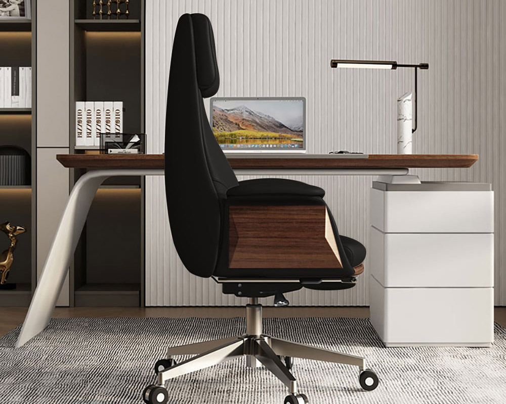 HMR Modern L-Desk Adjustable Electric Standing Desk & Office Chair Set - Black, Right Hand