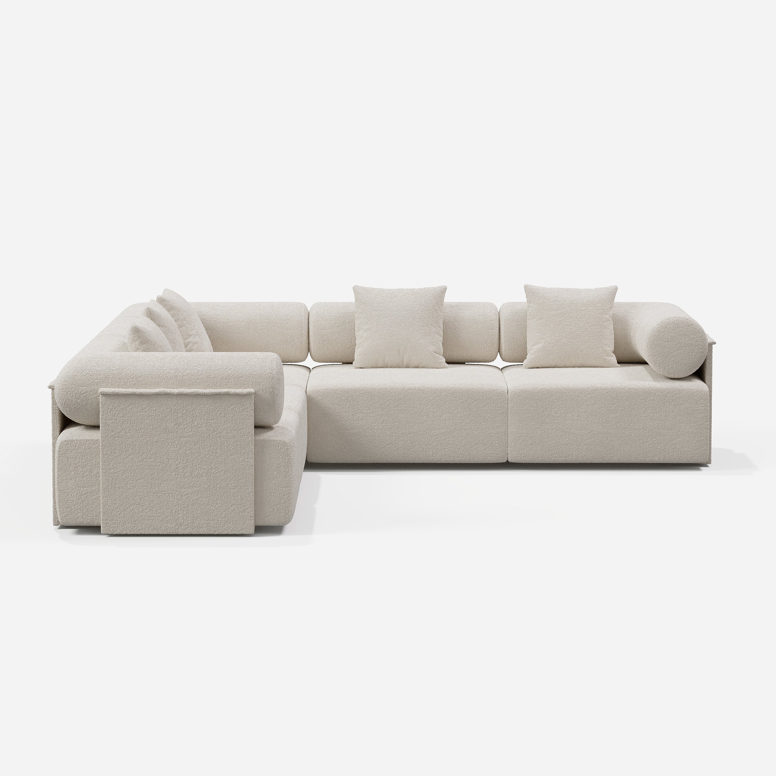 HMR 110" 5-Piece Modular L-Shaped Sectional Sofa - White, Boucle